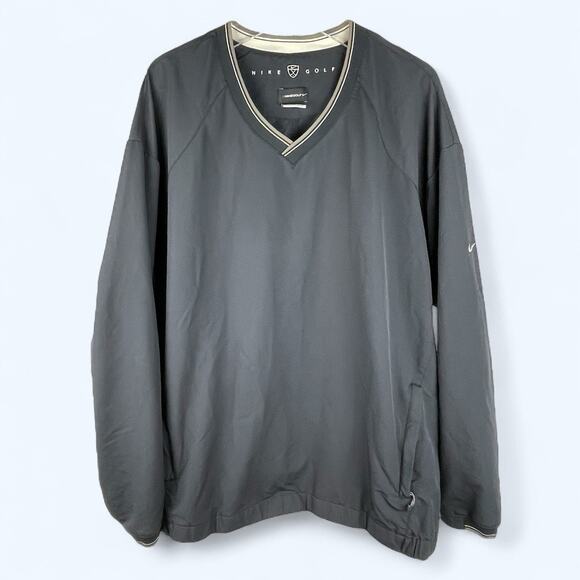 NIKE GOLF Windbreaker Jacket Men's 3XL Black Athletic Performance V Neck - Picture 1 of 6